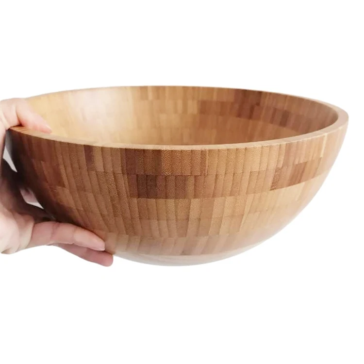 Экологически чистые круглые деревенские круглые натуральные толстые деревянные миски ручной работы для риса, супа, теста, ужина, еды, смешивания фруктов, салата, Сервировочные чаши
