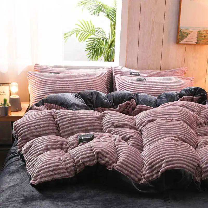 2024 New Magic Fleece Quilt Set Four-piece Coral Autumn And winter Thickened Warm Quilt Cover Bedding Sets Luxury Bed Sheets