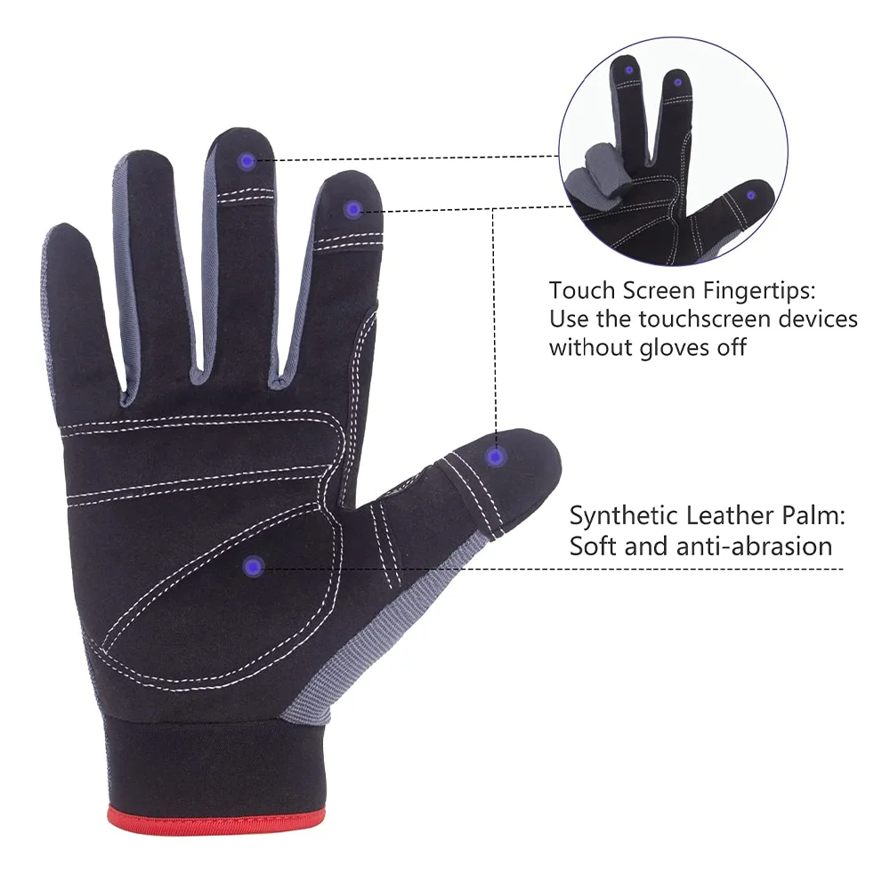 BSP custom logo black men heavy duty assembly construction leather palm safety work mechanic gloves