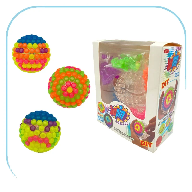 New creative TPR DIY flashing bouncy ball novelty assembled toy set for kids gifts