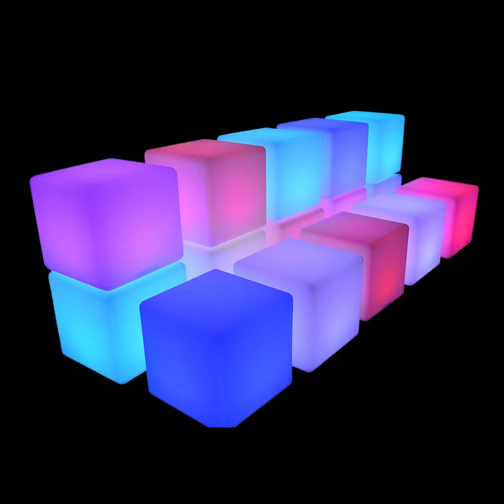 hot sale portable chair illuminated bar furniture plastic cube chair with led lighting