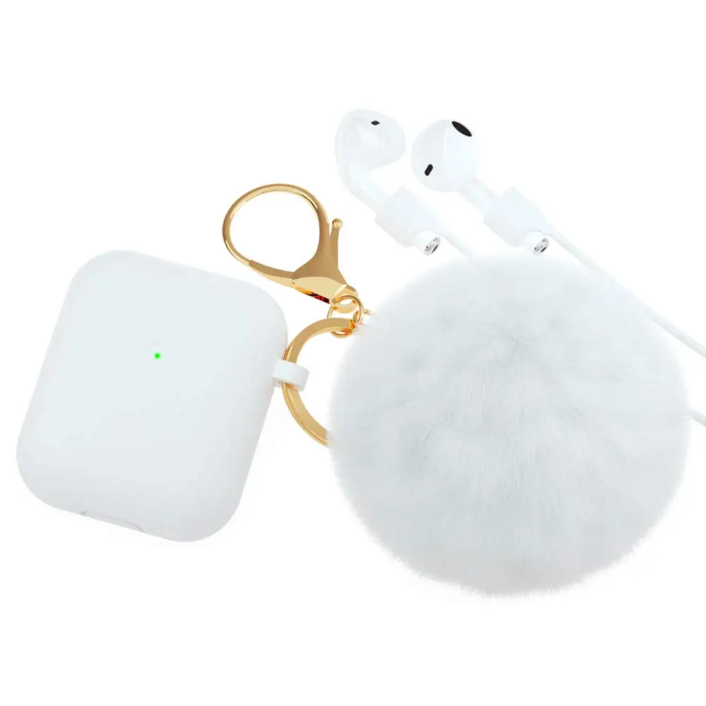 Лидер продаж чехол на заказ для apple airpods милый с меховым шариком и брелоком Airpods