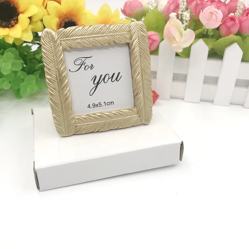 Elegant Gold Feather Picture Frames Wedding Favors Decorative Golden Plumage Place Card Holder Home Ornament