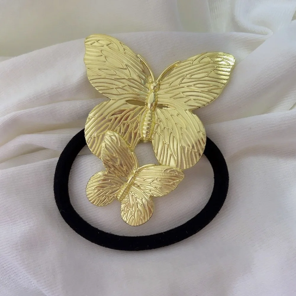 Wholesale Beautiful Butterfly Gold Metal Alloy Elastic Hair Tie Women Girls Hair Band Accessories