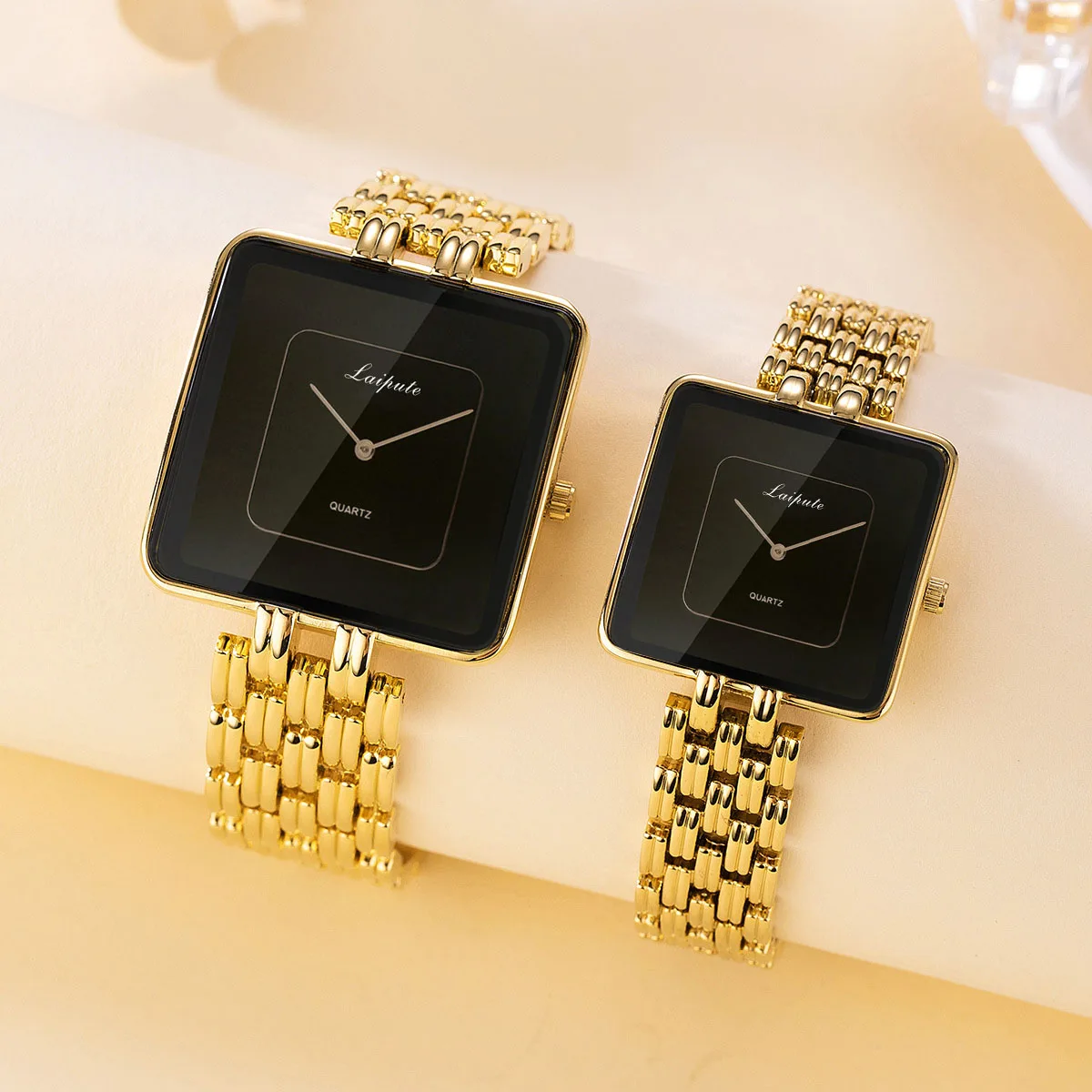 Laipute Brand Simple Luxury Square Gold Black Quartz Watches Men Casual Minimalist Style 20mm Fashionable Alloy Uhr Boys Male