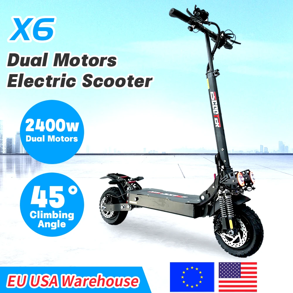 High Powered Off-road Two Wheel Dual Hub Escooter E Scooter Electric Folded Scooters 48v