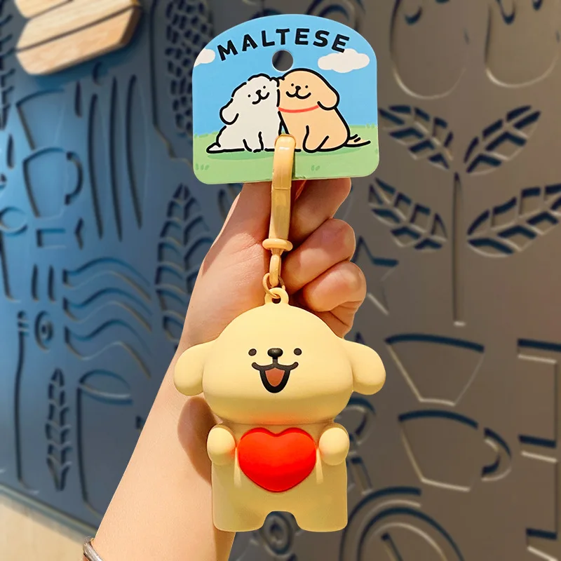 Lilangda Creative Decompression Cartoon Doll Pinching Joyful Book Bag Pendant Small Gift Silicone Heart Line Dog Keychain