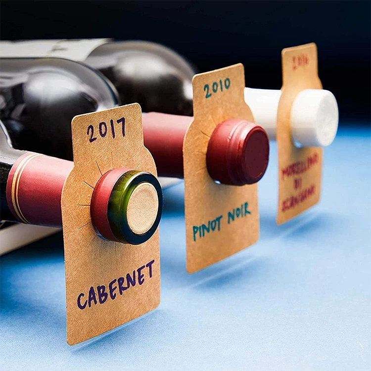 Custom printed kraft wine bottle neck label tags cellar rack hang tags