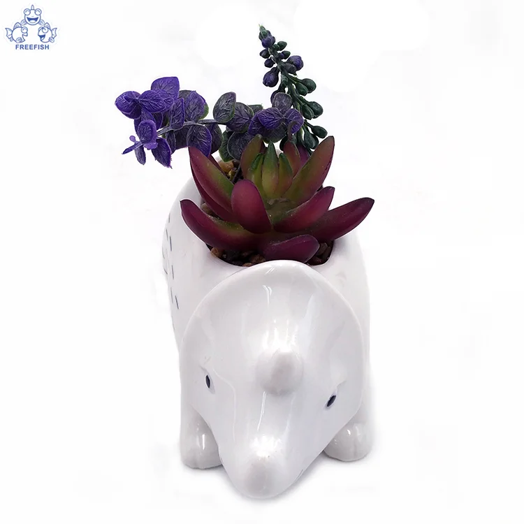 Animal Ceramic Succulent Planters/ Small Cactus Pots with Drainage Hole Cute Gift Backyard Animals