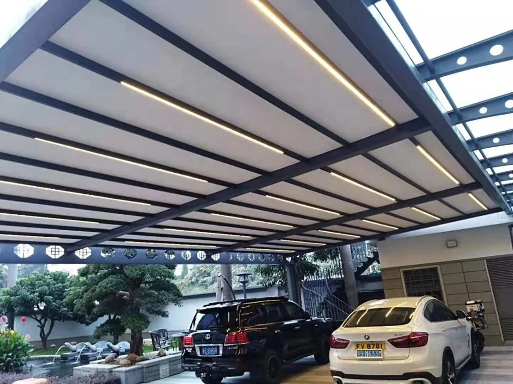 Manufacturer Open-Air Electric Aluminum Retractable Pergola Pvc Fabric Roof Automatic Alu Pergola