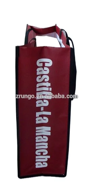 Spain Brand Wine Bottle Bag, Custom Made Laminated Pp Non Woven Wine Shopper Bags