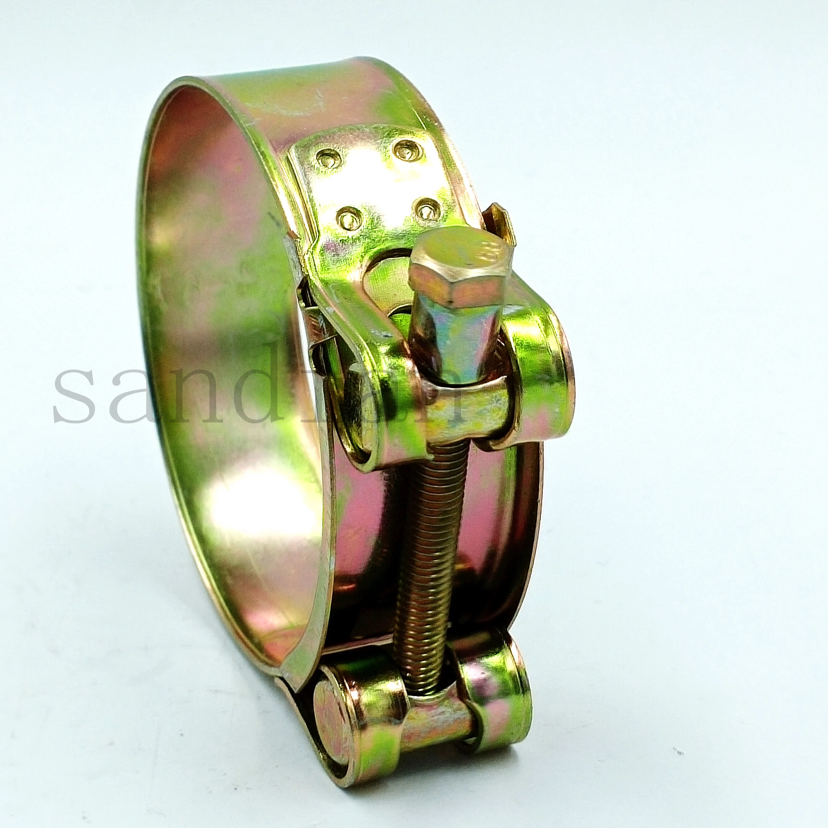 Color-plated Throat Hoop Fastener Inside diameter 64MM to 67MM Heavy drive hose clamp Single head iron galvanized  strong