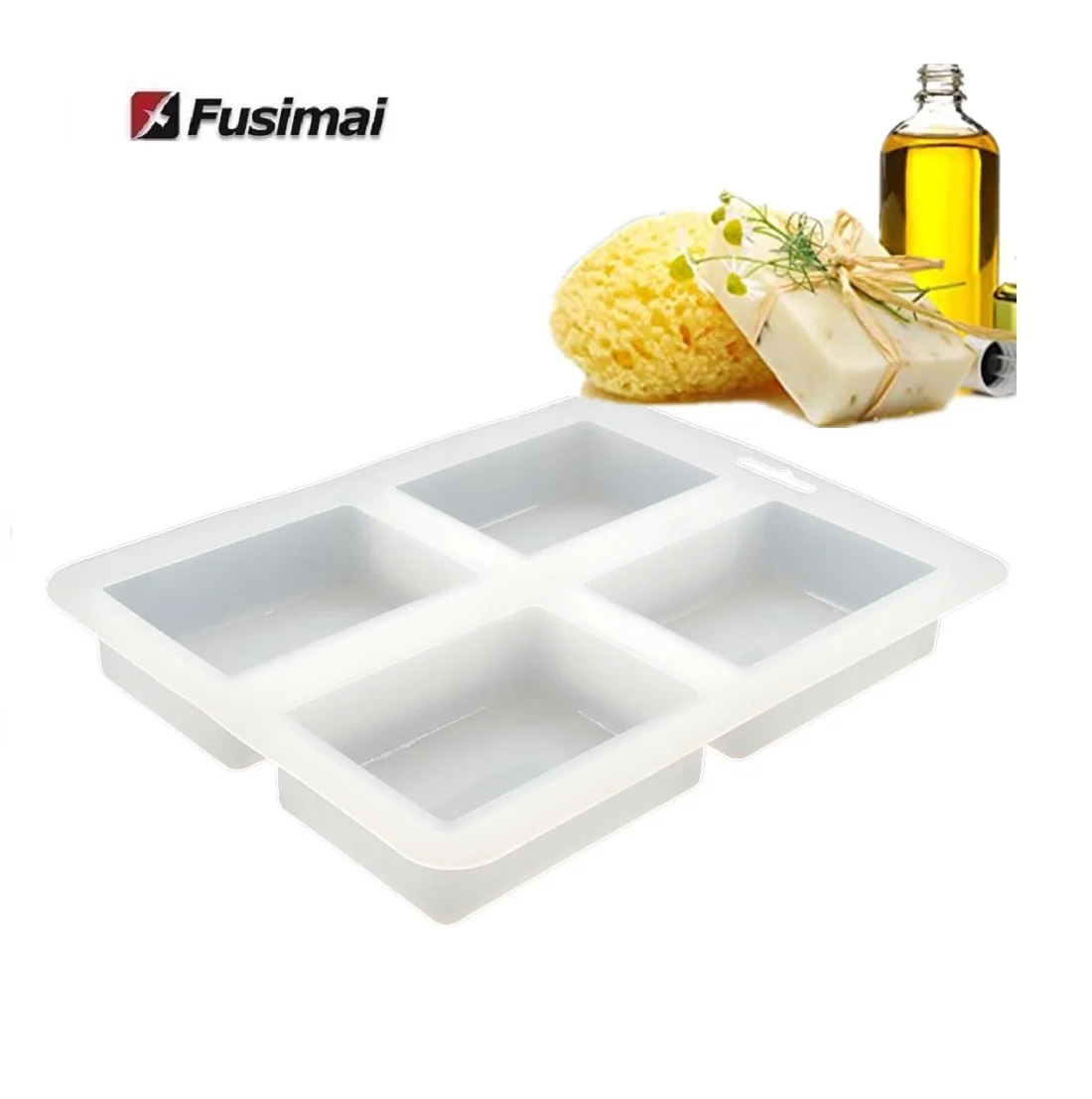 Форма для мыла Fusimai «сделай сам» прямоугольная силиконовая форма с 4 ячейками широкими боковыми ручками