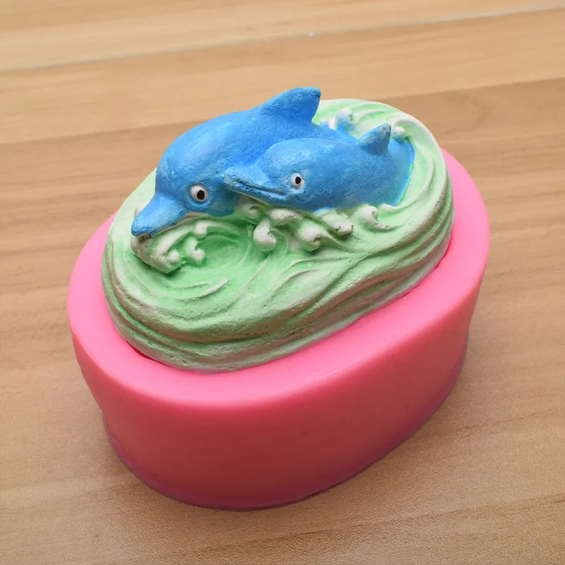 Dolphin Silicone Mold Ocean Handmade Soap Gypsum Candle Epoxy Resin Mould DIY Chocolate Fondant Cake Decorating Mold