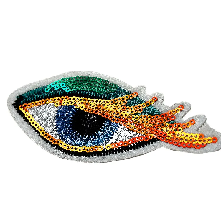 BL064-Sew on Embroidered Clothes Labels OEM Factory Heat Cut Custom Made Logo Embroidery Diamonds Patches for Hats