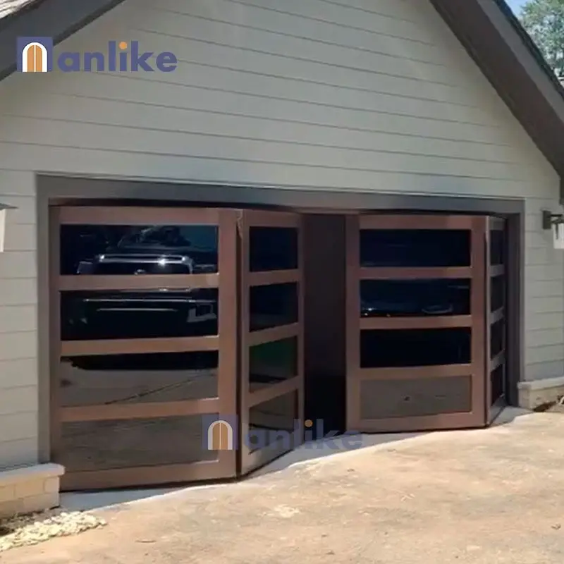 Anlike Customized Automatic Aluminium Modern Luxury Horizontal Bifold Sectional Electric Double Garage Door