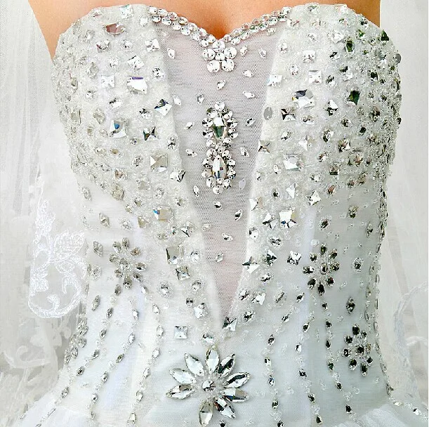 Strapless Wedding Dress Royal Train Beaded Lace Wedding Dress Cathedral Train Flowers Wedding Dress Long Train
