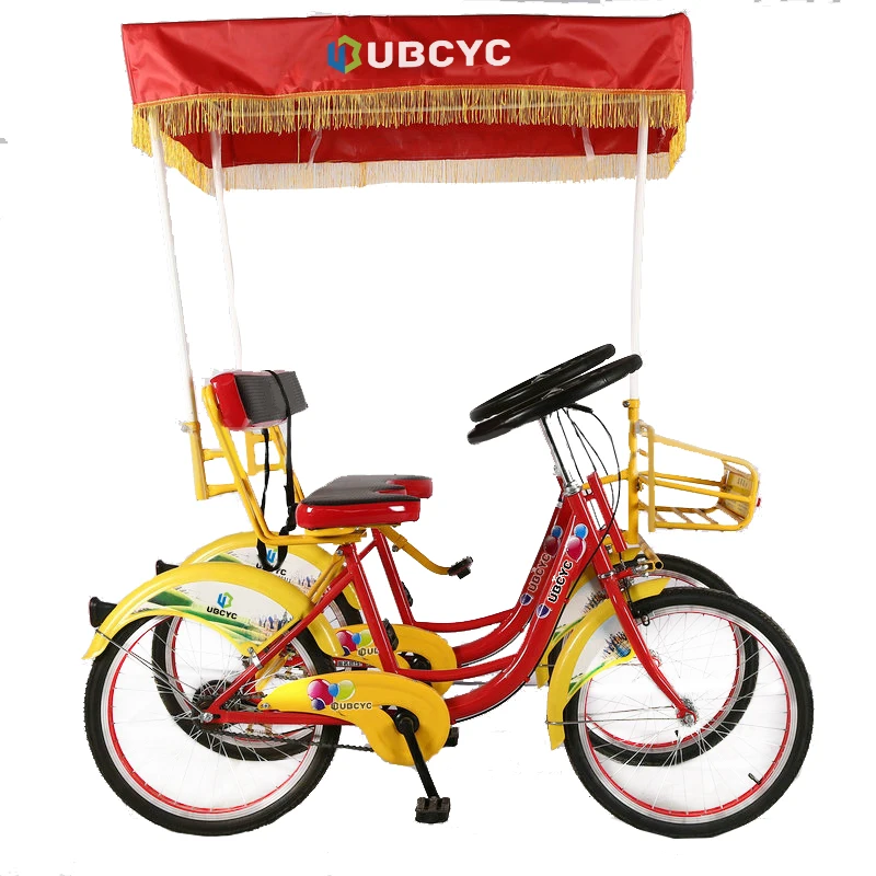 Factory supply 4 seat bike 4 wheelers pedal bike plpular surrey sightseeing tandem bicycle tourist cycle