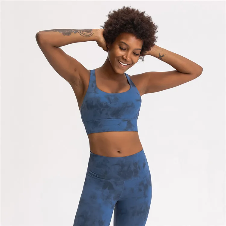 Cross Back Support Yoga Bra Strappy Push Up Sports Bra Women Padded Fitness Gym Bra