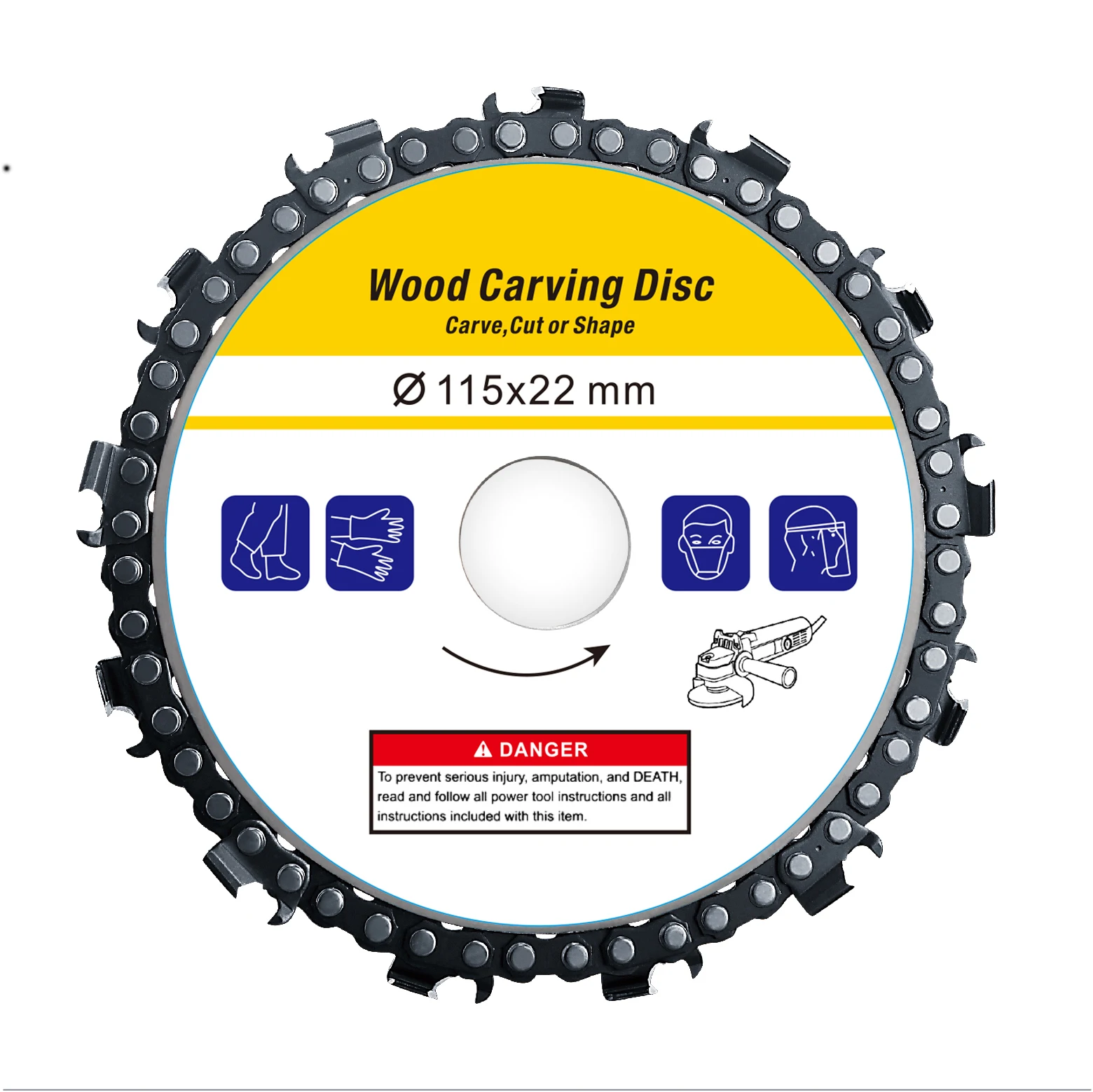 4.5in Grinder Chain Saw Disc Abrasive Sculpting Sharpening Tool Tree Cutter Saw Blade for Woodworking