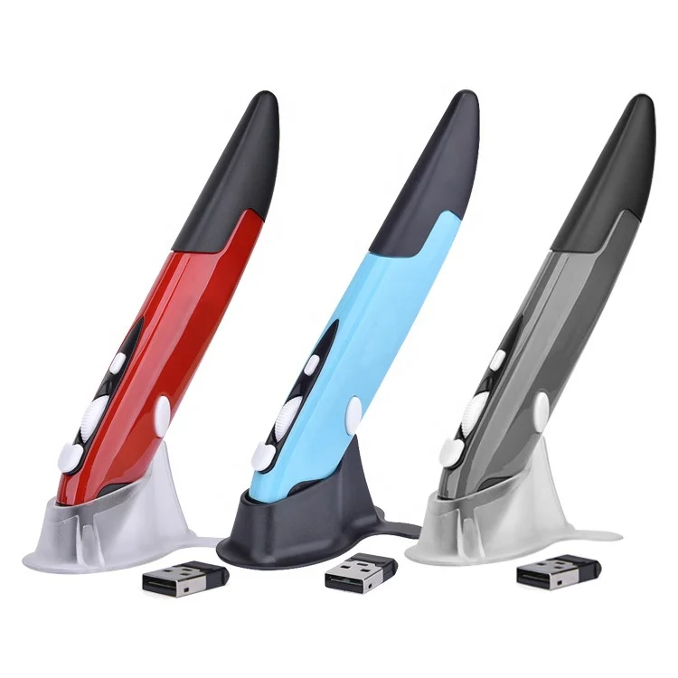 2.4Ghz Mini Portable Red Blue Gray 1600DPI Computer Wireless Optical Pocket Pen Mouse