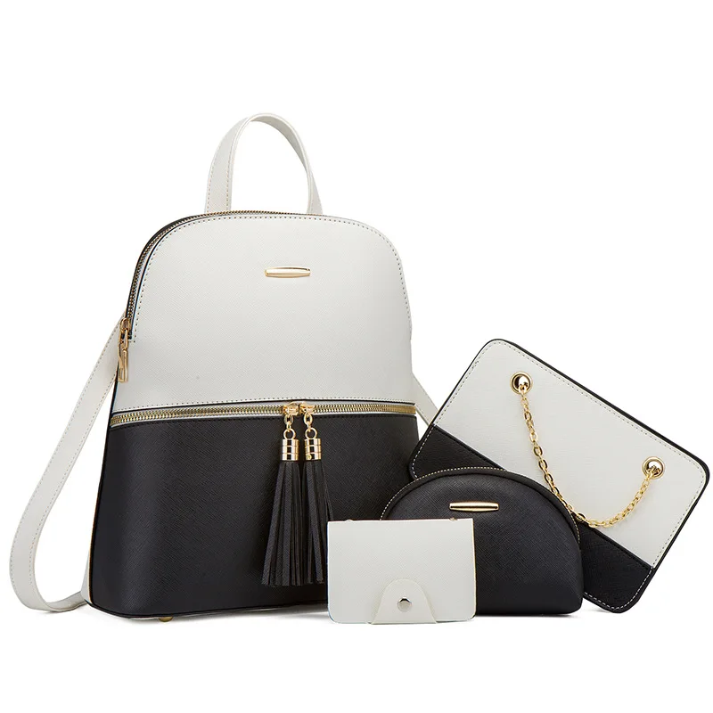 4 Psc set/2024 New European and American Backpack Single Shoulder Diagonal Straddle Mother Bag Four piece Set Multi piece Set