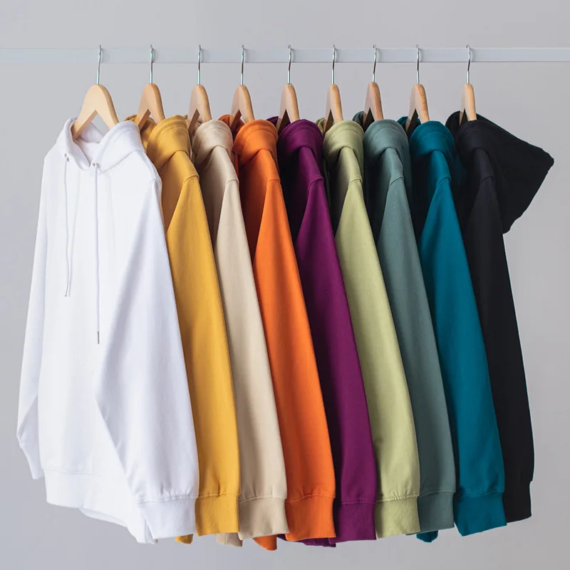 Wholesale Custom Logo Cotton Blank Hoodies Loose Fit Pullover Sweater Men Winter Solid Color Hooded Off White Hoodie