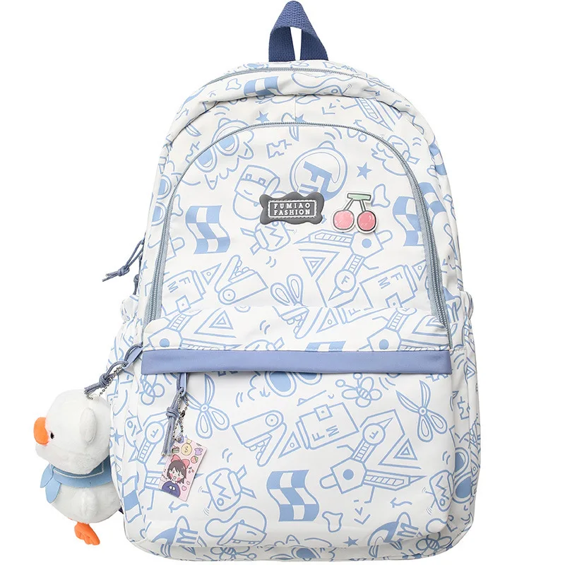 Large Capacity School Bag Travel Bags Girl Boy Bookbags High Teenager Student Plaid Backpack Cute Print Schoolbags