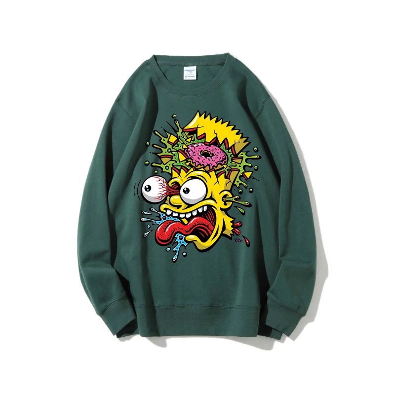 OEM Custom Your Logo Solid Colors 300 GSM Cotton Loose Oversized Threaded Round Neck Unisex Sweat Shirt Mens Crewneck Sweatshirt