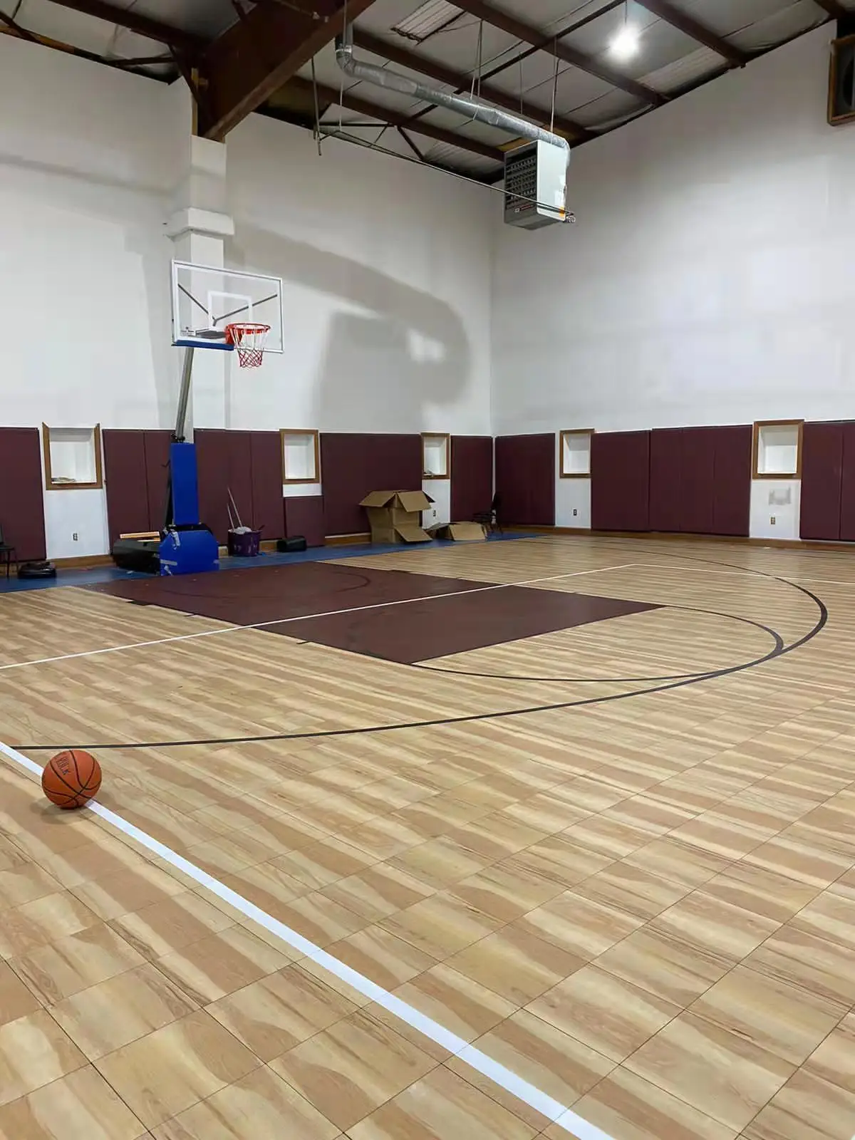 ZSFloor indoor tiles basketball court wood flooring with 6 years warranty and painting lines services