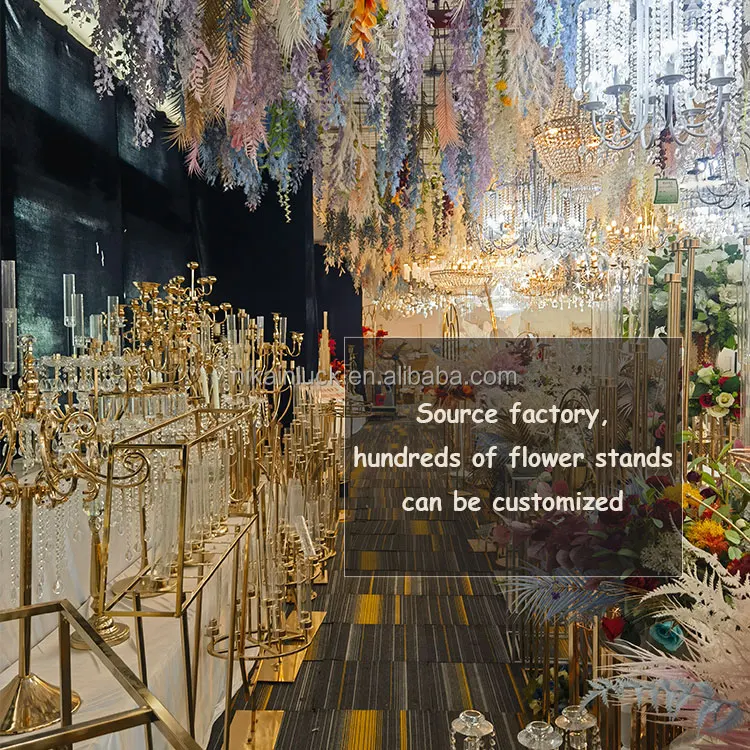 Wholesale 8 Arms Long Stemmed Glass Tube Vase Crystal Candle Holders Wedding Table Centerpieces Candelabra