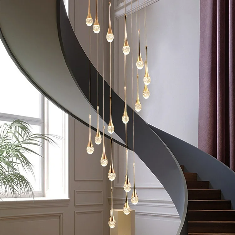 Nordic style decor luxury beautiful hotel lobby lighting custom glass crystal spiral chandelier