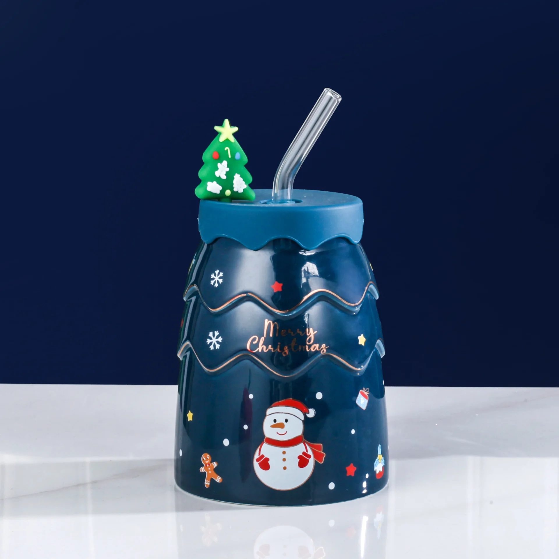 Flypeak New Arrival Nordic 400ml 450ml Santa Porcelain Gift Mug Christmas Ceramic Coffee Cup Mug Christmas Ceramic Mugs