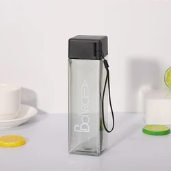Bpa Free 450ml acrylic reusable milk carton square plastic water bottles with custom logo juice plastic cups with lid