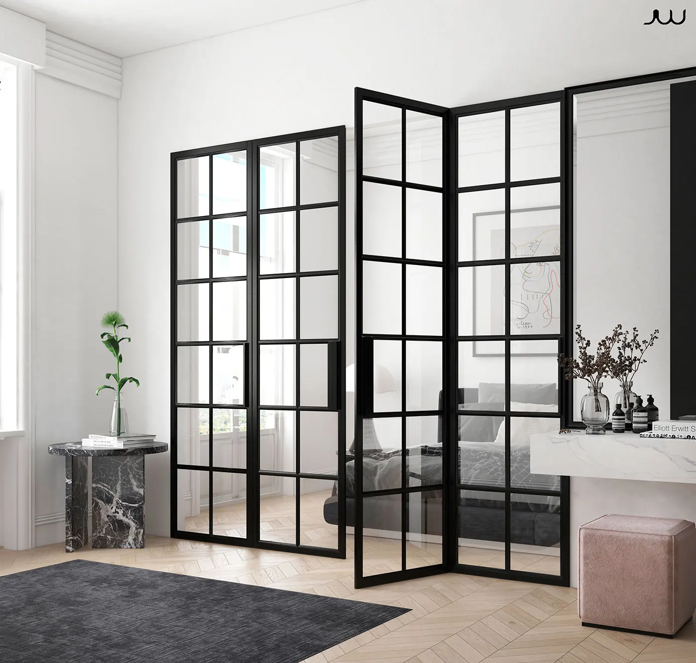 Interior Metal Doors Room Divider Indoor Glass Steel Door