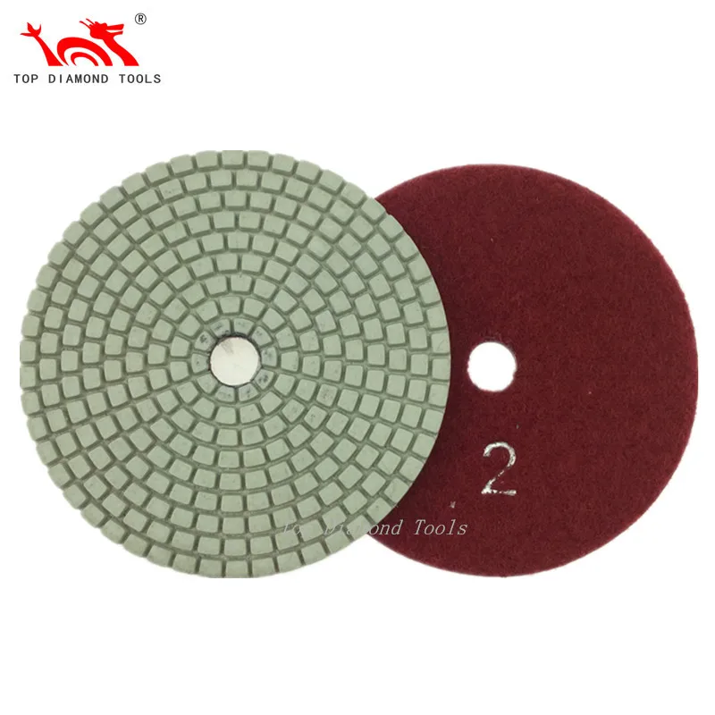 Diameter 100mm 3 or 7 Step Flexible  Diamond Polishing Pad For Stone Marble Quartz Stone Wet Grinding Hand-held grinder Tool