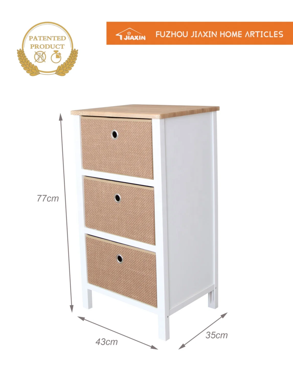 Foldable Wooden Night Stand for Bedroom or Living Room Straw Fabric Storage Drawer Side Table