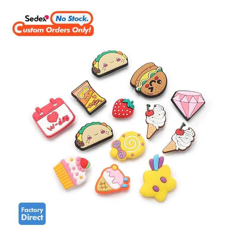 Customized Shoe Decorations Personalized Fashion Cartoon 3D Food Shoe Charms Anime Shoes Clog Charm