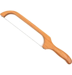 Wooden Bread Bow Knife,(40.64cm) - For homemade Bagel Serrated Acid Dough Knife - Cut thin, evenly sliced - Stainless Steel
