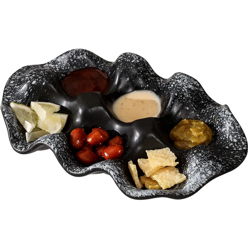 Creative Irregular Design Ceramic Sauce Dishes Dipping Bowls Serving Dishes for Dip,Ketchup,Mayonnaise,Salsa and Tartar