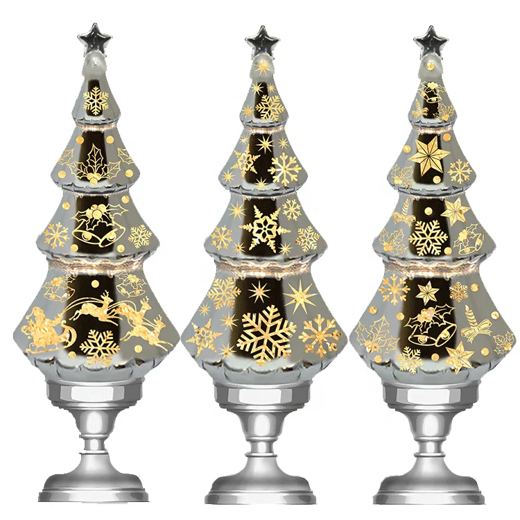 Christmas Decoration LED Light Tree Plastic Snow Globe Custom Swiring Glitter Snow Globe Christmas Tree