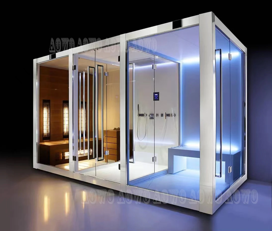 AOWO Steam infrared sauna noble design high quality Wi-Fi control cold and hot shower  Lingxiao Motor customized size