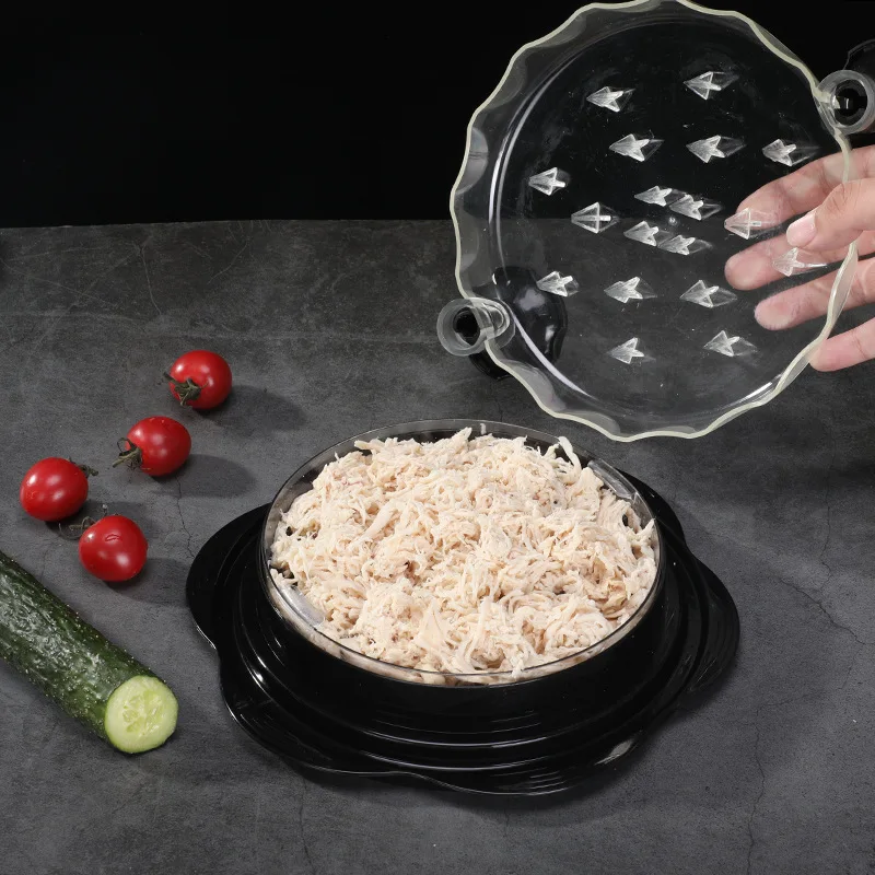 Portable Transparent Kitchen Meat And Chicken Shredders Round Plastic Non Slip Meat Shred Chicken Shredder Tool With Clear Lid