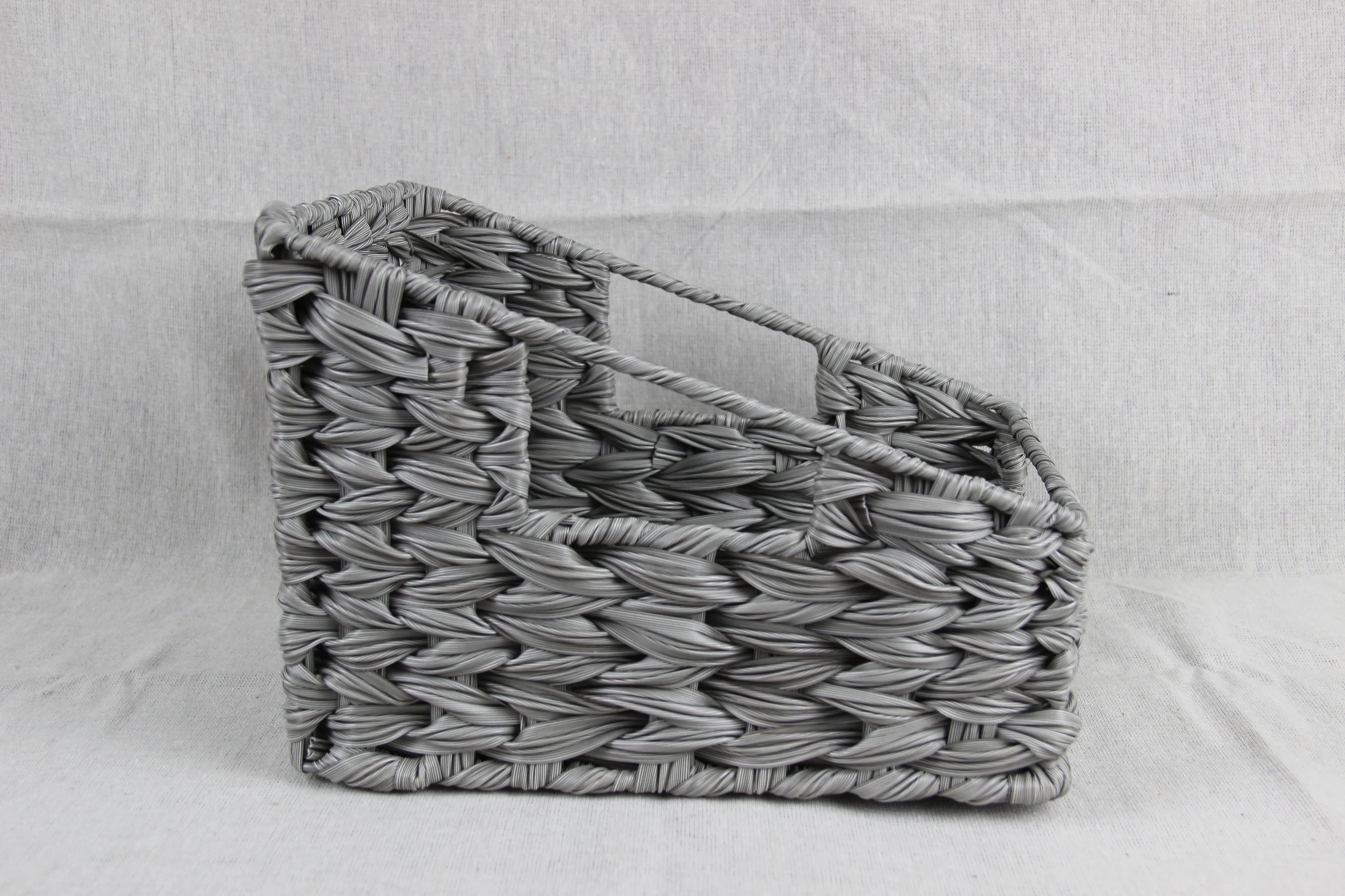 Professional Factory Grey Trapezoid Woven Plastic And Wire Basket For Home Storage