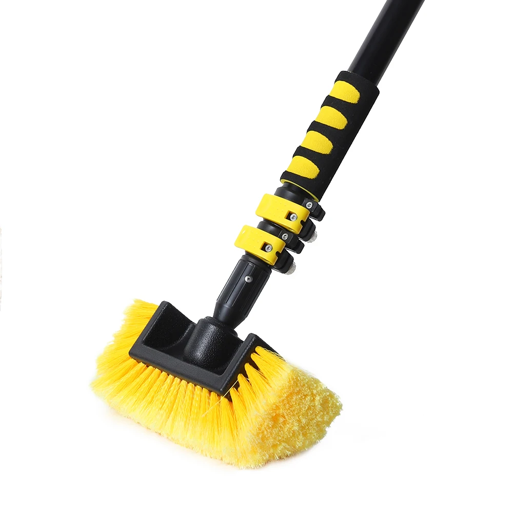 Household Cleaning Brush Yellow Car Wash Brush With Extension Pole