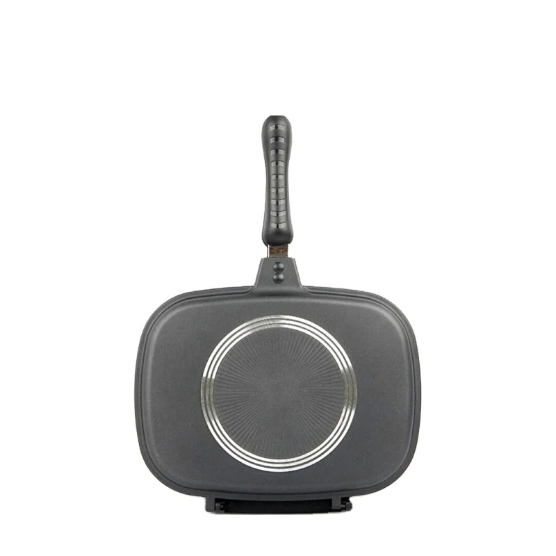 Алюминиевая сковорода с керамическим покрытием и двойным грилем для жарки, антипригарная сковорода с двойной жаровкой, 28 см