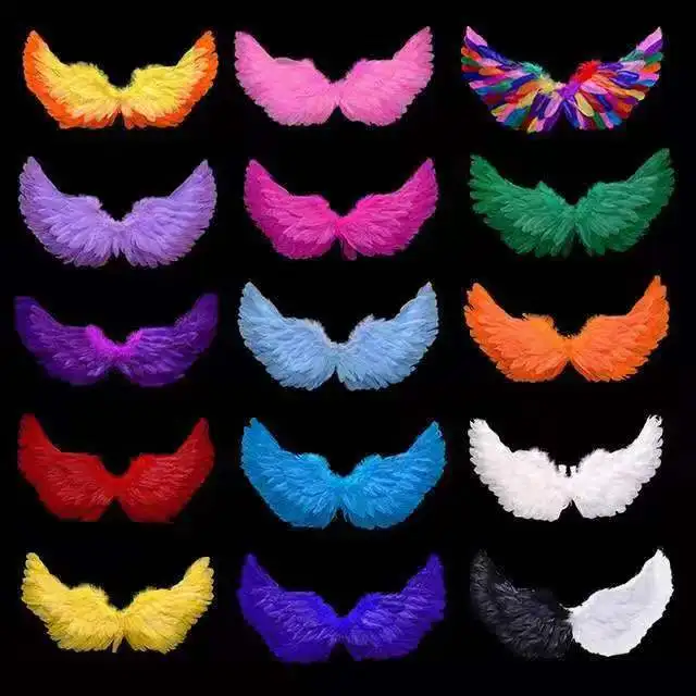 Angel Feather Wings Red Black White Custom Fancy Dress Party Set for Kids Adults