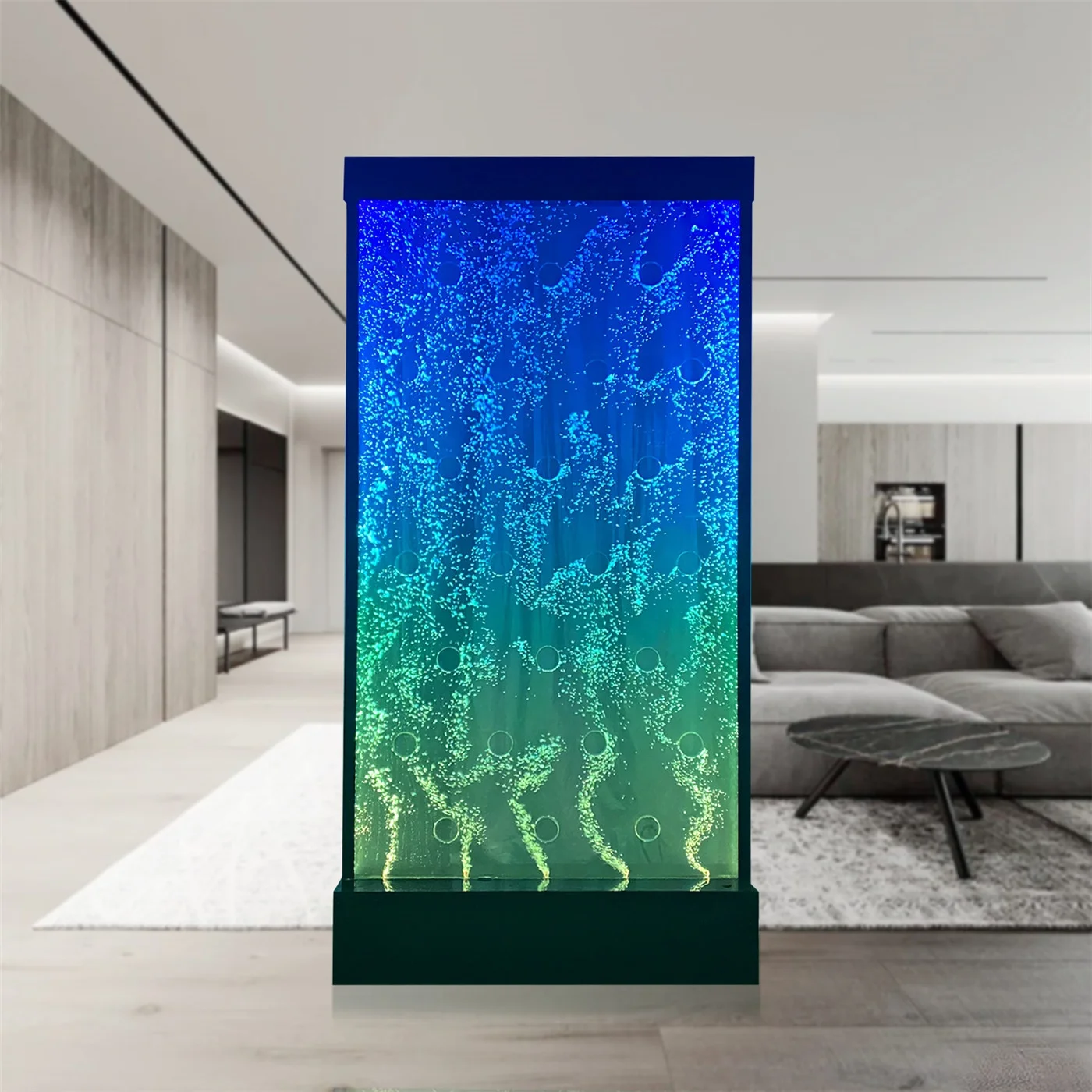 
Custom made floor standing led water bubble wall with company logos 