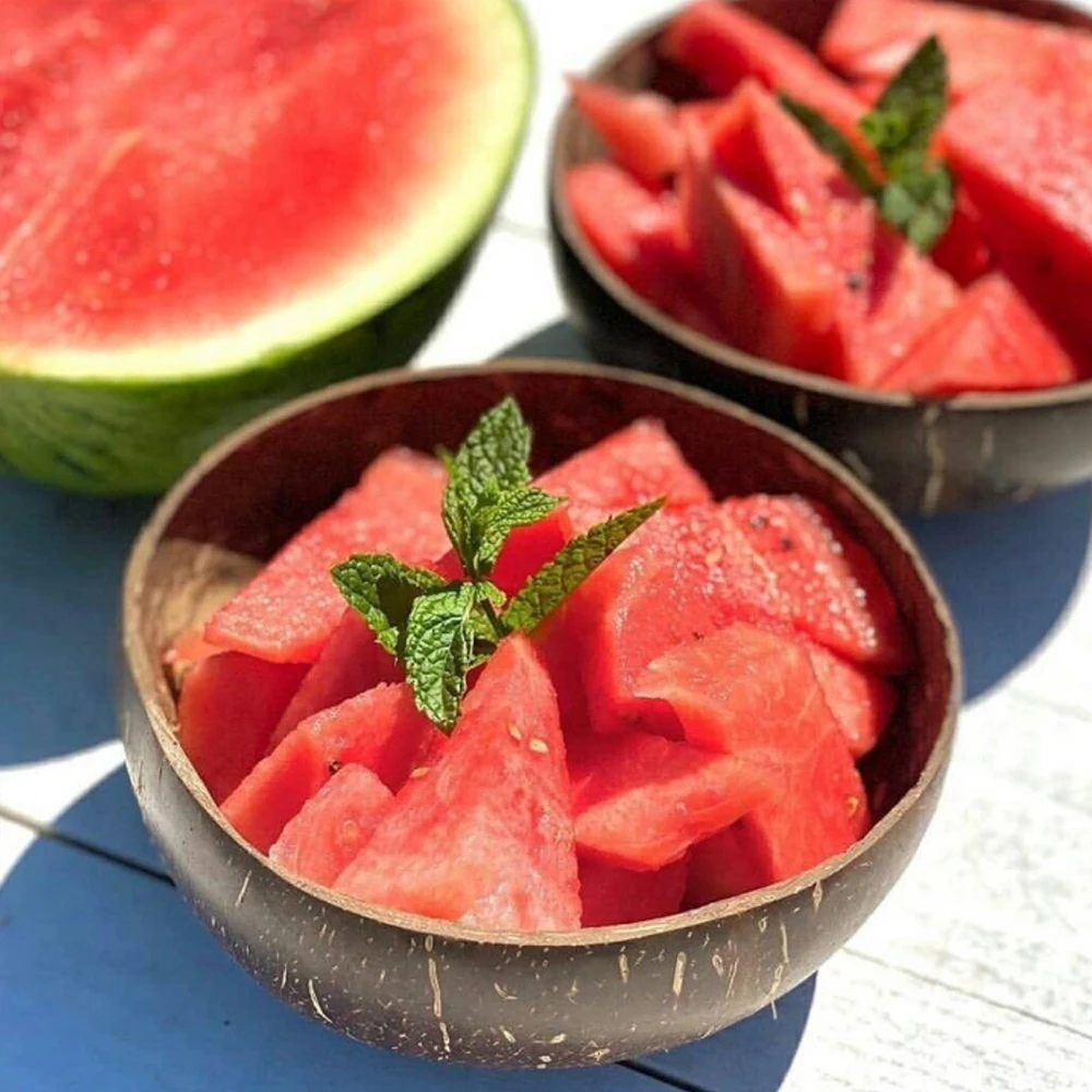 One Stop Shopping High Quality Hand Made Eco Friendly Organic Unpolished Small Wood Salad Coconut Shell Bowls With Spoons