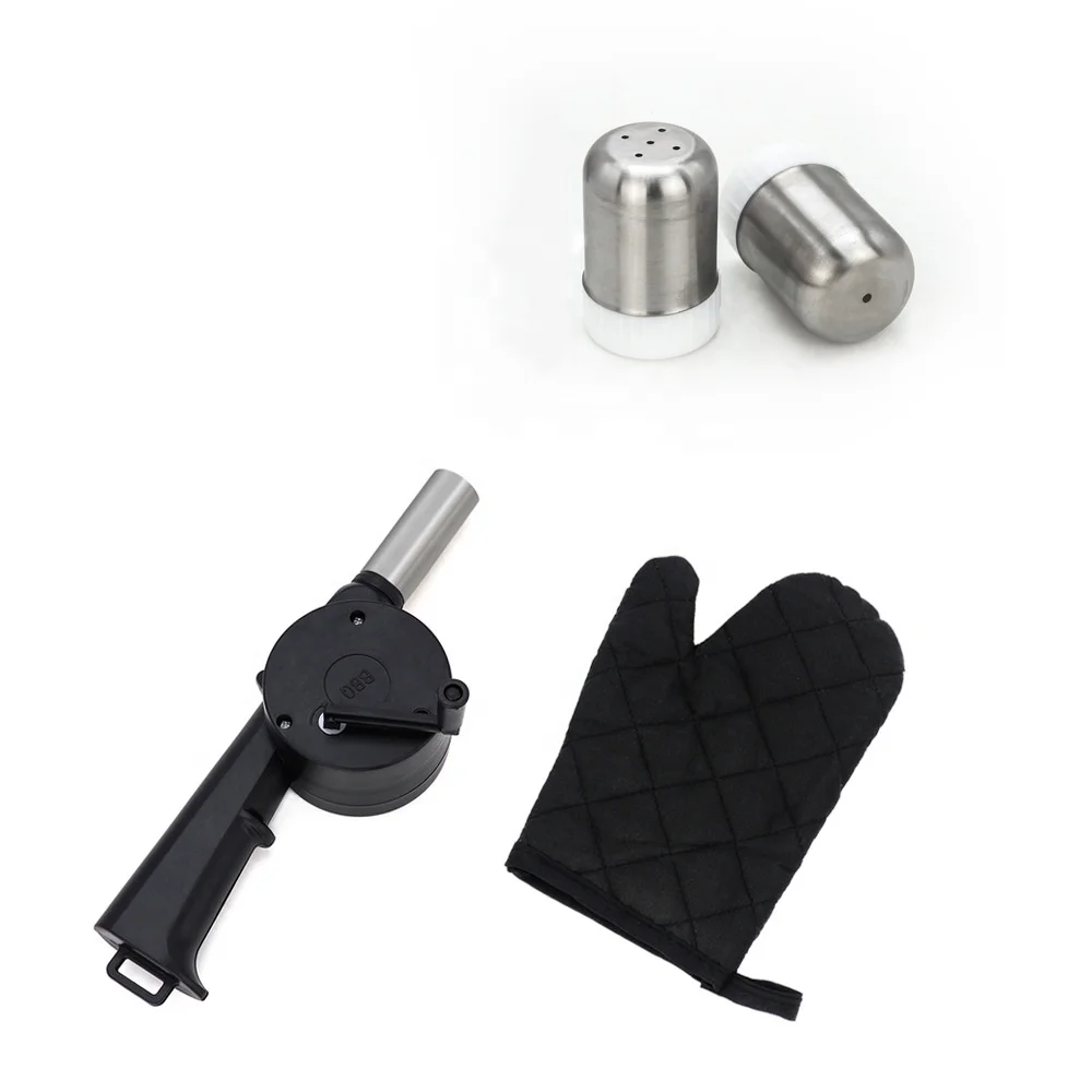 BBQ Grill Accessories Tools Set wooden handle Grilling Tools with apron Tongs knife fork